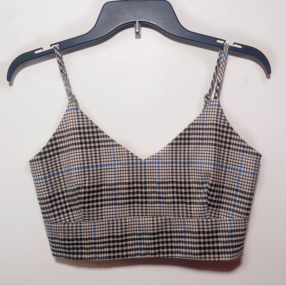 GeeGee Cropped Plaid Cami Spaghetti Strap Crop Tank Top /Size S